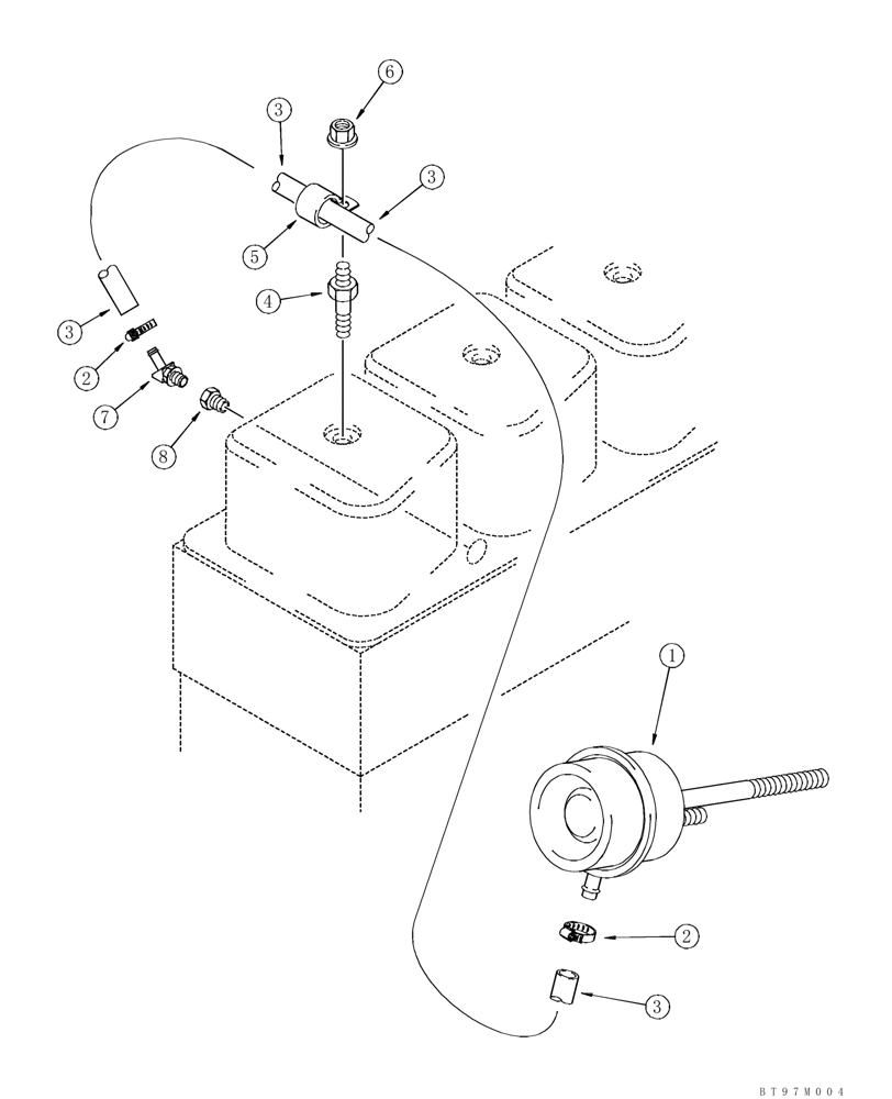 Схема запчастей Case IH 90XT - (03-04B) - WASTEGATE SYSTEM, NORTH AMERICAN MODELS WITHOUT AIR CONDITIONING (03) - FUEL SYSTEM