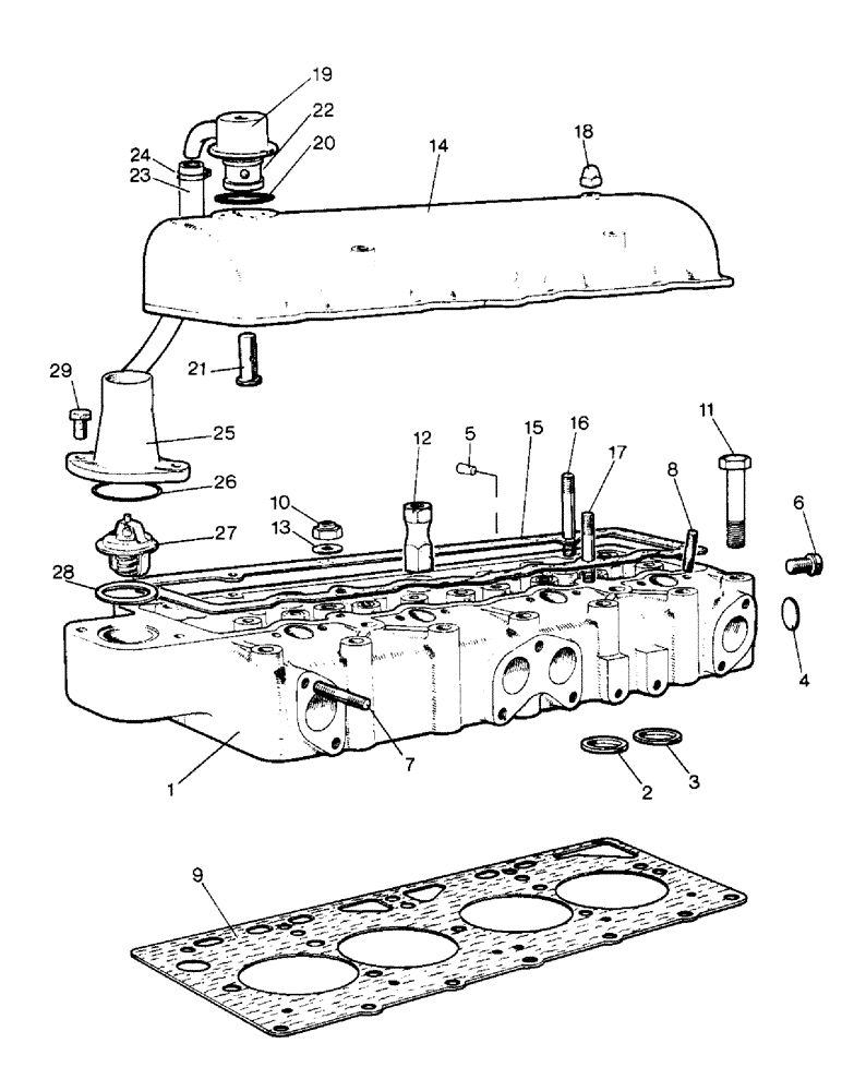 Схема запчастей Case IH 990 - (A05-1) - ENGINE, CYLINDER HEAD, 990, 990Q, 990G, 990SK, 995, 995Q, 995G, 995SK, 996, 996Q, 996G, 996SK (01) - ENGINE