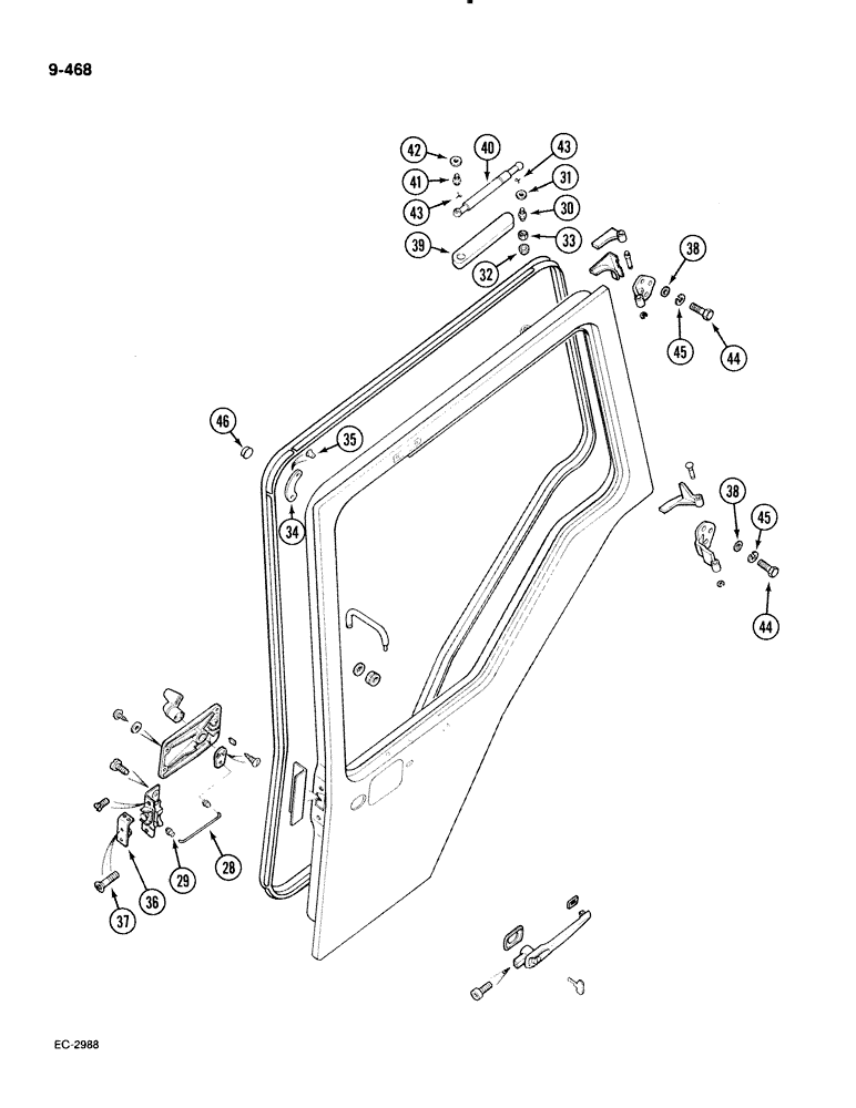 Схема запчастей Case IH 885 - (9-468) - CAB DOOR (CONTD) (09) - CHASSIS/ATTACHMENTS