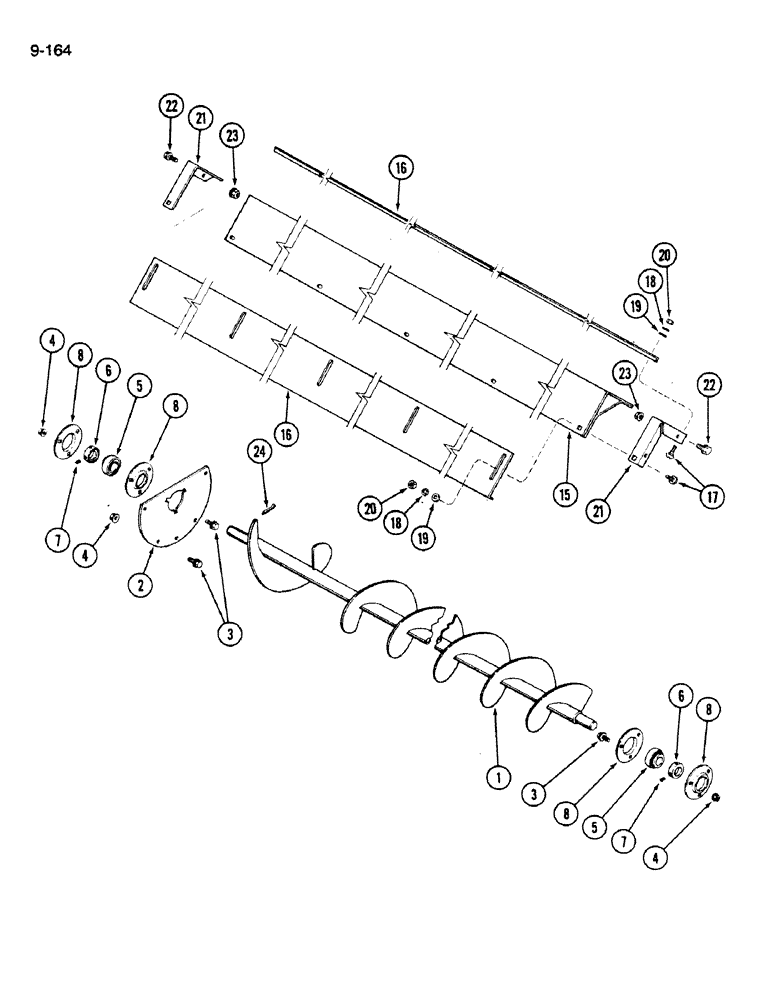 Схема запчастей Case IH 1620 - (9-164) - BOTTOM AUGERS, GRAIN TANK (17) - GRAIN TANK & UNLOADER