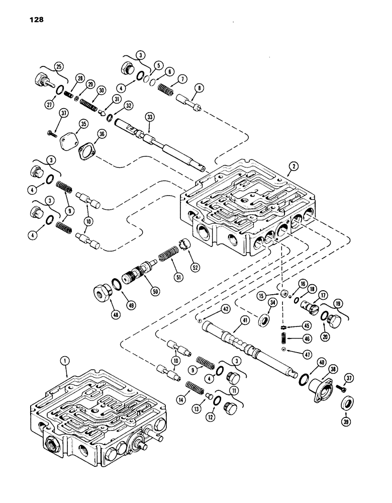 Схема запчастей Case IH 1070 - (128) - A62634 TRANSMISSION CONTROL VALVE, POWER SHIFT, 1ST USED TRANS. SER NO. 2366001 (06) - POWER TRAIN