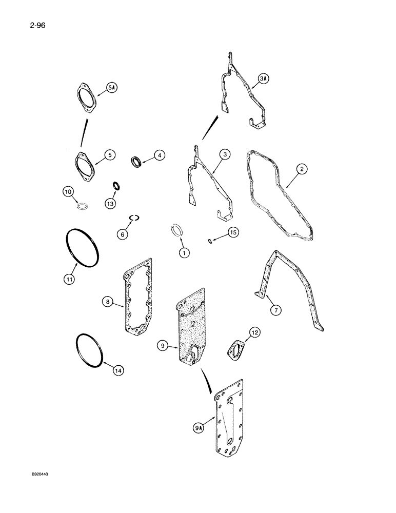 Схема запчастей Case IH 7130 - (2-096) - CYLINDER BLOCK GASKET KITS, 6T-830 ENGINE, 6TA-830 ENGINE (02) - ENGINE