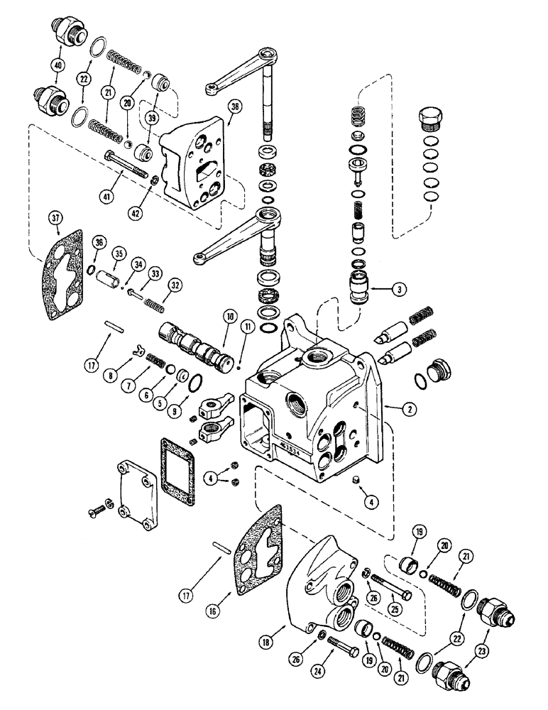 Схема запчастей Case IH 1370 - (184) - HYDRAULICS, A63534 RIGHT HAND REMOTE HYDRAULICS VALVE (08) - HYDRAULICS