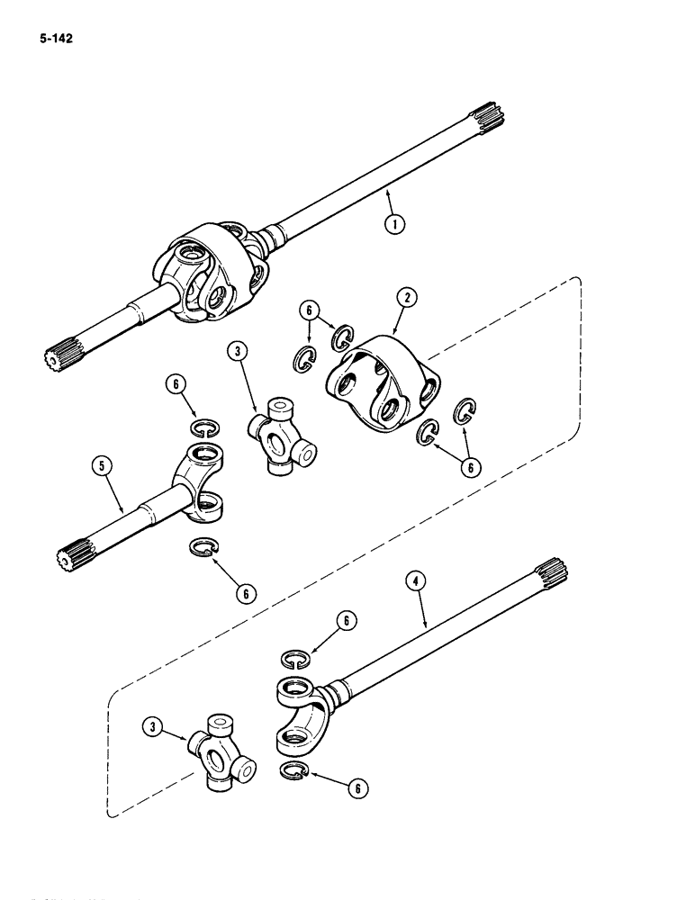 Схема запчастей Case IH 2094 - (5-142) - FRONT AXLE UNIVERSAL JOINT, MFD TRACTORS, CARRARO AXLE (05) - STEERING