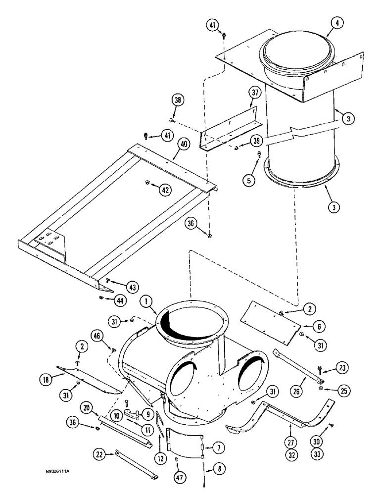 Схема запчастей Case IH 1644 - (9E-20) - LOWER GRAIN TANK, UNLOADER HOUSING (17) - GRAIN TANK & UNLOADER