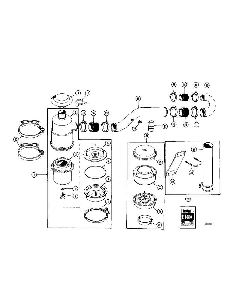 Схема запчастей Case IH 1470 - (006) - DRY TYPE AIR CLEANER, (504BDT) DIESEL ENGINE (02) - ENGINE