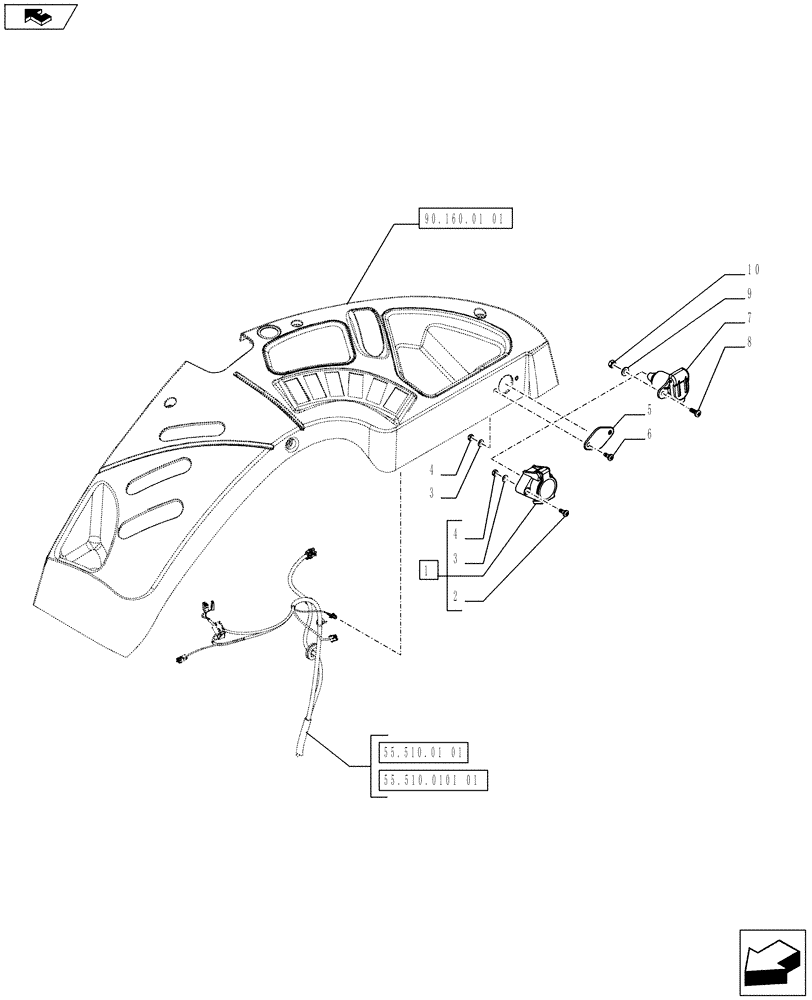 Схема запчастей Case IH FARMALL 75C - (55.510.11[02]) - INSIDE CAB POWER SOCKET (55) - ELECTRICAL SYSTEMS