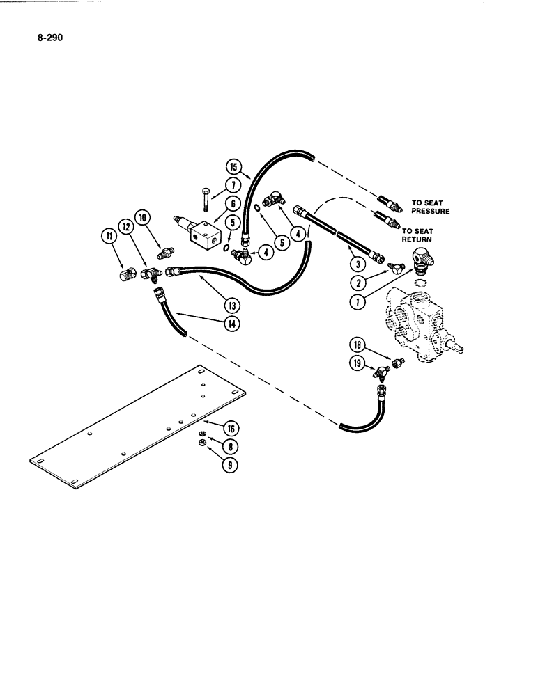 Схема запчастей Case IH 4494 - (8-290) - OPERATOR SEAT HYDRAULIC SYSTEM (08) - HYDRAULICS