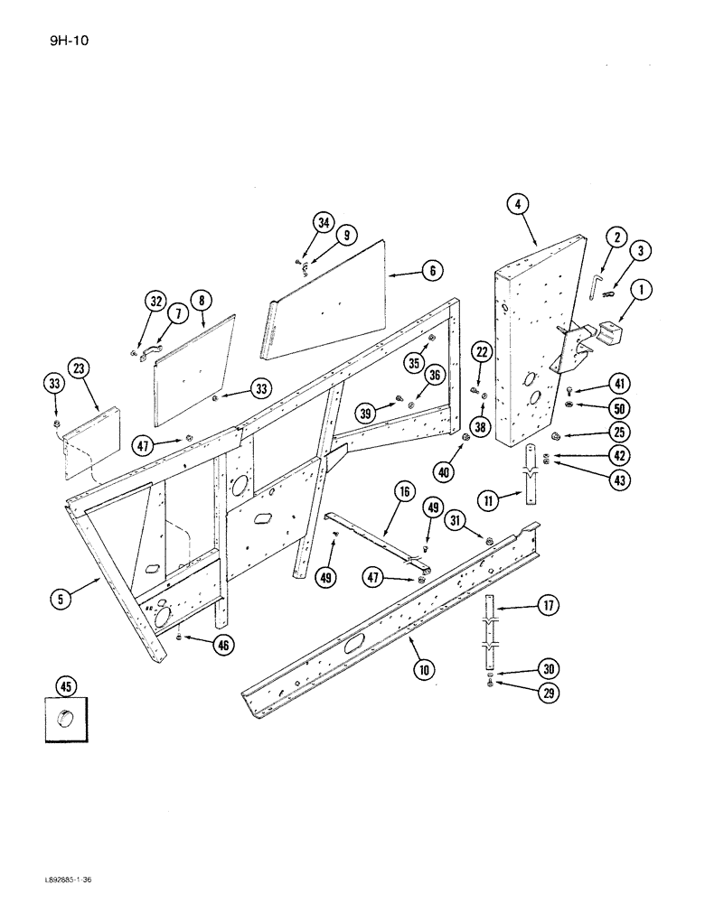 Схема запчастей Case IH 1680 - (9H-10) - LEFT SIDE SEPARATOR DOORS, SIDE AND SUPPORTS (12) - CHASSIS