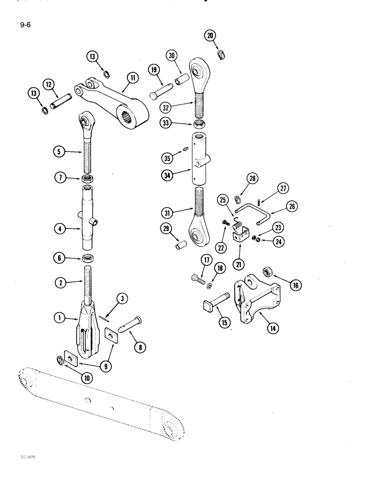 Схема запчастей Case IH 2096 - (9-006) - HITCH LIFT LINKS, PRIOR TO P.I.N. 9939634 (09) - CHASSIS/ATTACHMENTS