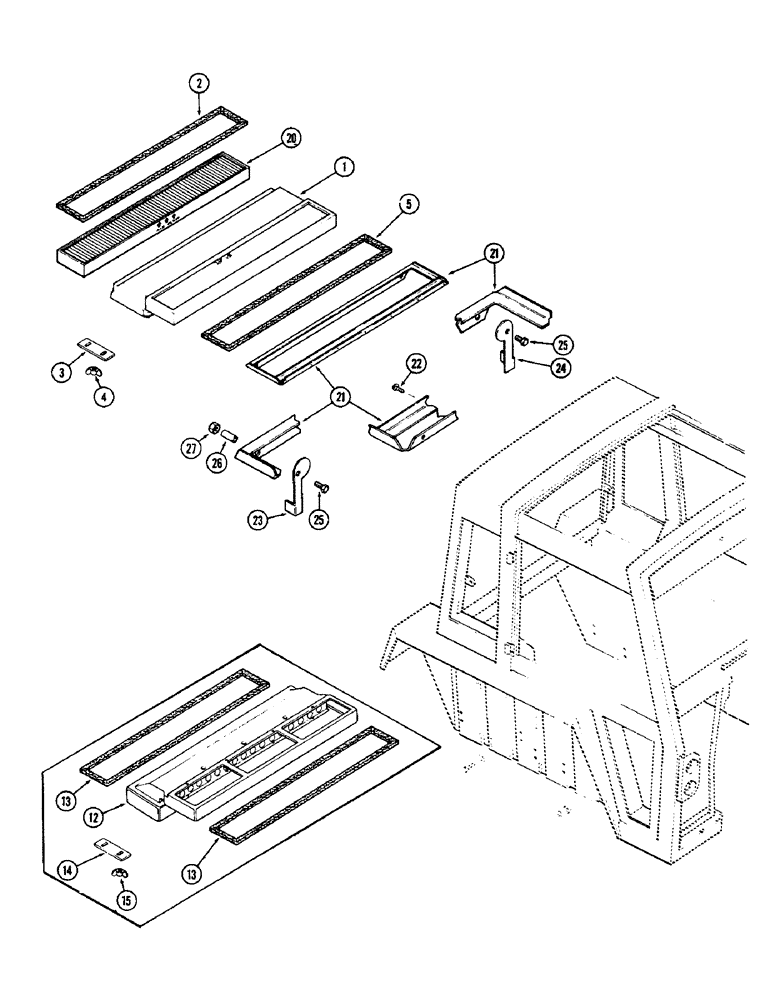 Схема запчастей Case IH 1370 - (270) - CAB, AIR FILTER, USED PRIOR TO CAB SERIAL NUMBER 7814176 (09) - CHASSIS/ATTACHMENTS