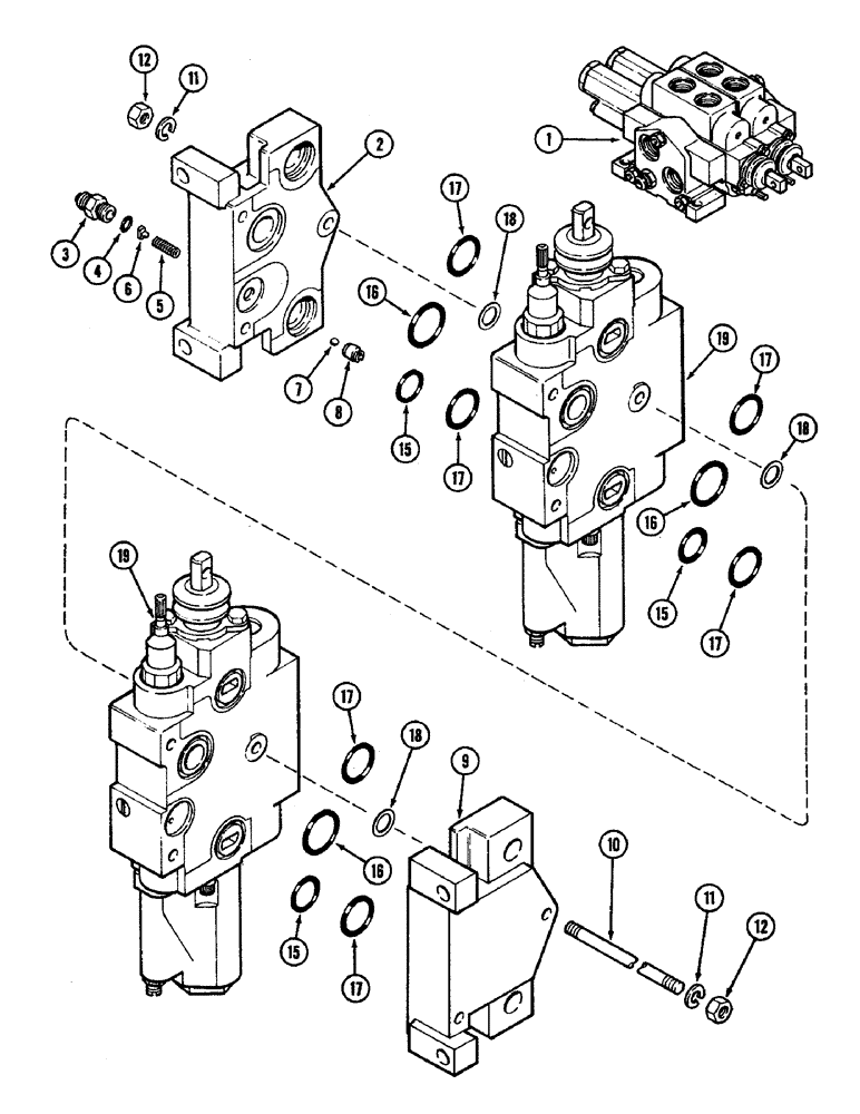 Схема запчастей Case IH 4890 - (8-304) - REMOTE HYDRAULIC VALVE ASSEMBLY, TWO CIRCUIT SYSTEM (08) - HYDRAULICS