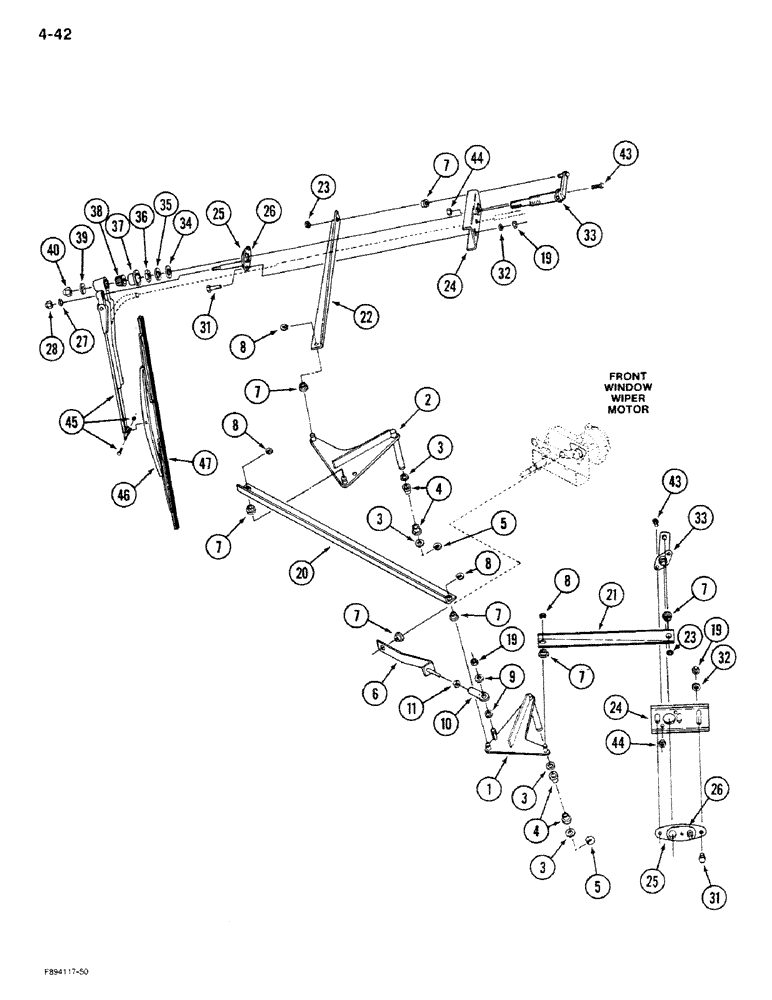 Схема запчастей Case IH 9280 - (4-42) - SIDE WINDOW WIPERS, IF EQUIPPED (04) - ELECTRICAL SYSTEMS