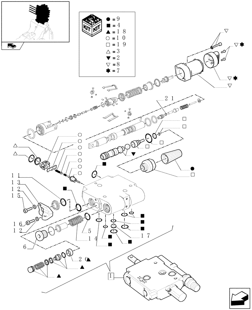 Схема запчастей Case IH PUMA 155 - (1.82.7/01A) - MECHANICAL CONTROL VALVE ELEMENT - BREAKDOWN (07) - HYDRAULIC SYSTEM