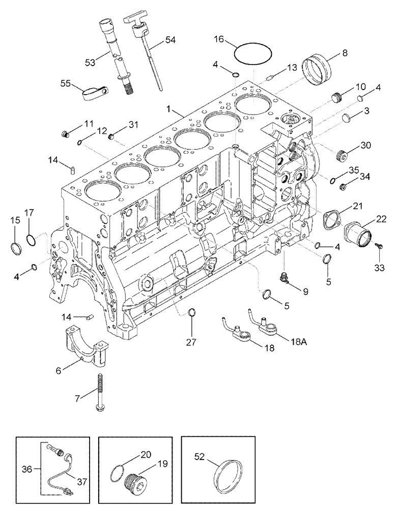 Схема запчастей Case IH TITAN 3020 - (02-051[02]) - TITAN CYLINDER BLOCK - ENGINE BLOCK HEATERS (01) - ENGINE