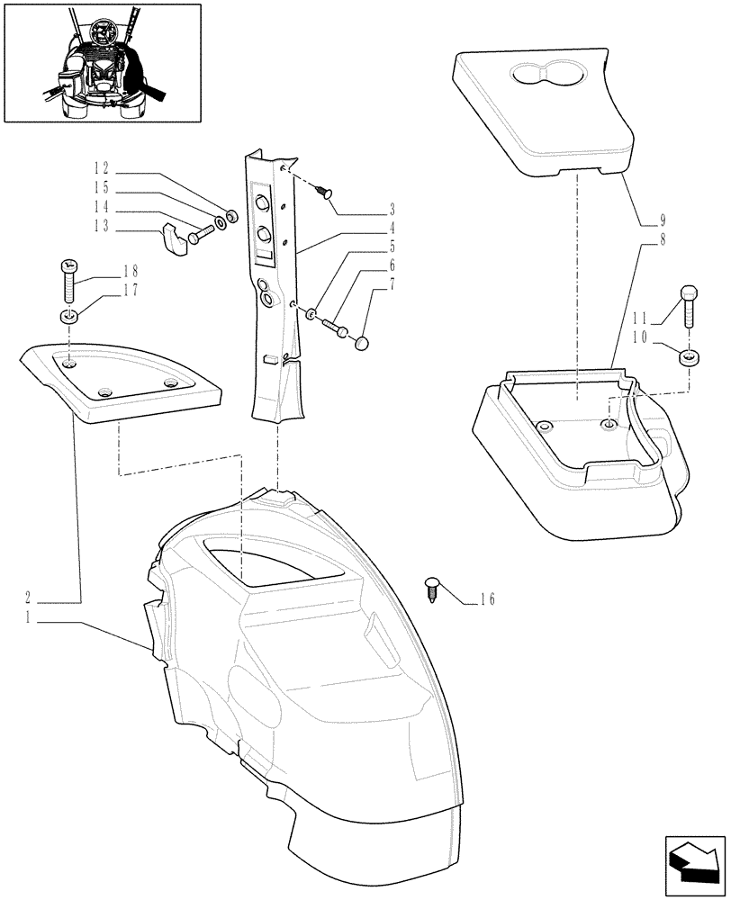 Схема запчастей Case IH MAXXUM 130 - (1.93.0/01[01A]) - CONTROLS COVER - W/CAB - D6742 (10) - OPERATORS PLATFORM/CAB