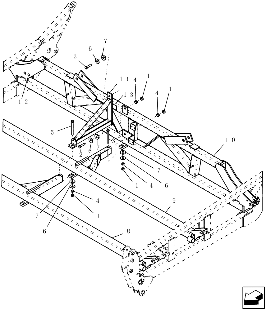 Схема запчастей Case IH ATX400 - (1.030.1) - CENTER BARS, CENTER SECTION (12) - FRAME