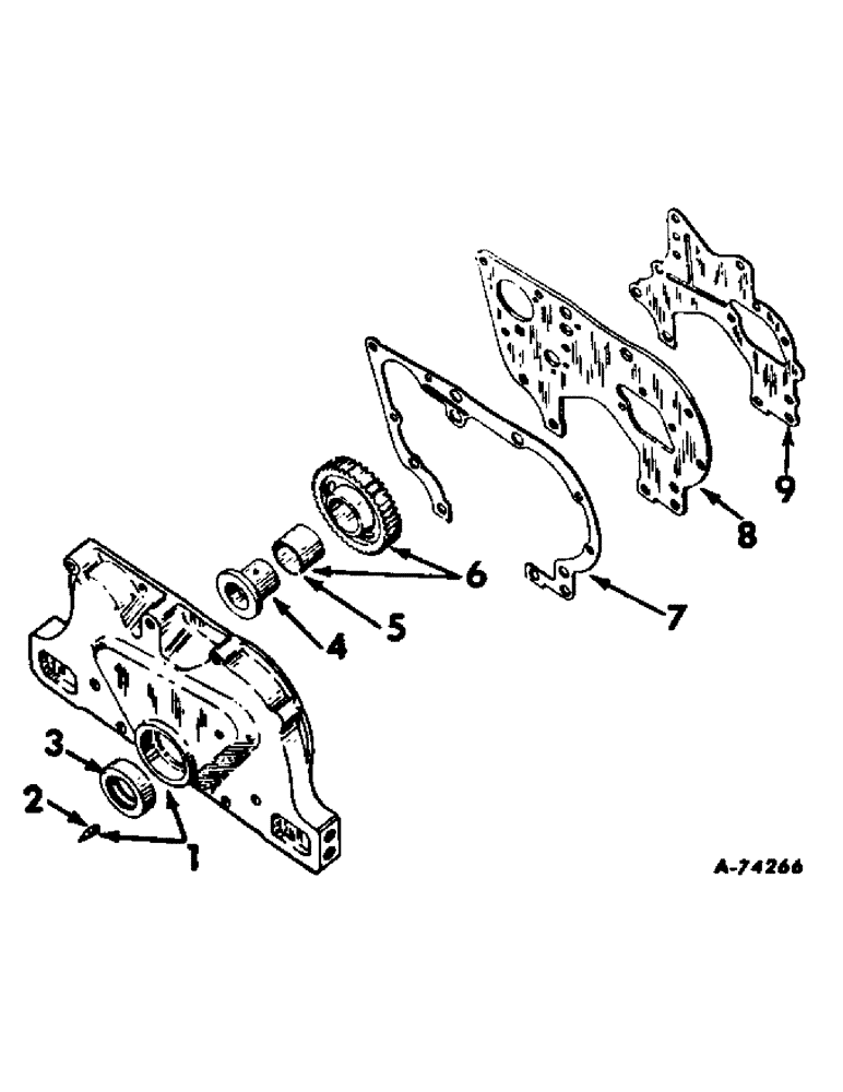 Схема запчастей Case IH 706 - (C-04) - CARBURETED ENGINES, CRANKCASE FRONT COVER AND IDLER GEAR (01) - ENGINE