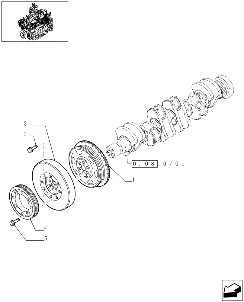 Схема запчастей Case IH MXU115 - (0.08.4/01) - PULLEY (01) - ENGINE