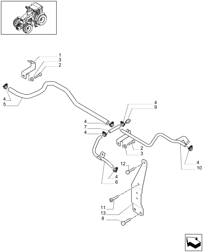 Схема запчастей Case IH MAXXUM 100 - (1.94.3[01]) - HEATING SYSTEM PIPES (10) - OPERATORS PLATFORM/CAB