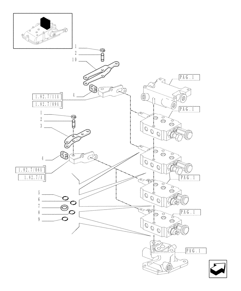 Схема запчастей Case IH JX1085C - (1.82.7/12[02]) - (VAR.166) 4 REAR REMOTE VALVES FOR EDC - RINGS - C5484 (07) - HYDRAULIC SYSTEM