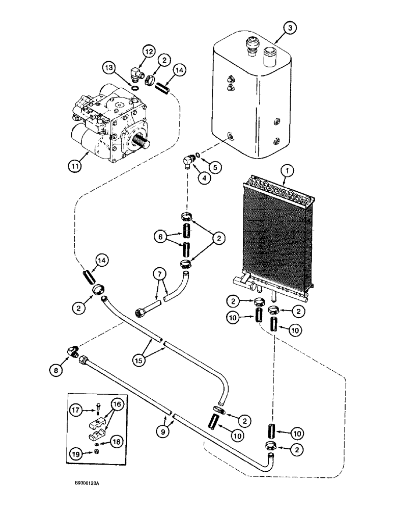 Схема запчастей Case IH 1688 - (8-12) - OIL COOLER SYSTEM, CORN AND GRAIN COMBINE, WITHOUT POWER GUIDE AXLE (07) - HYDRAULICS