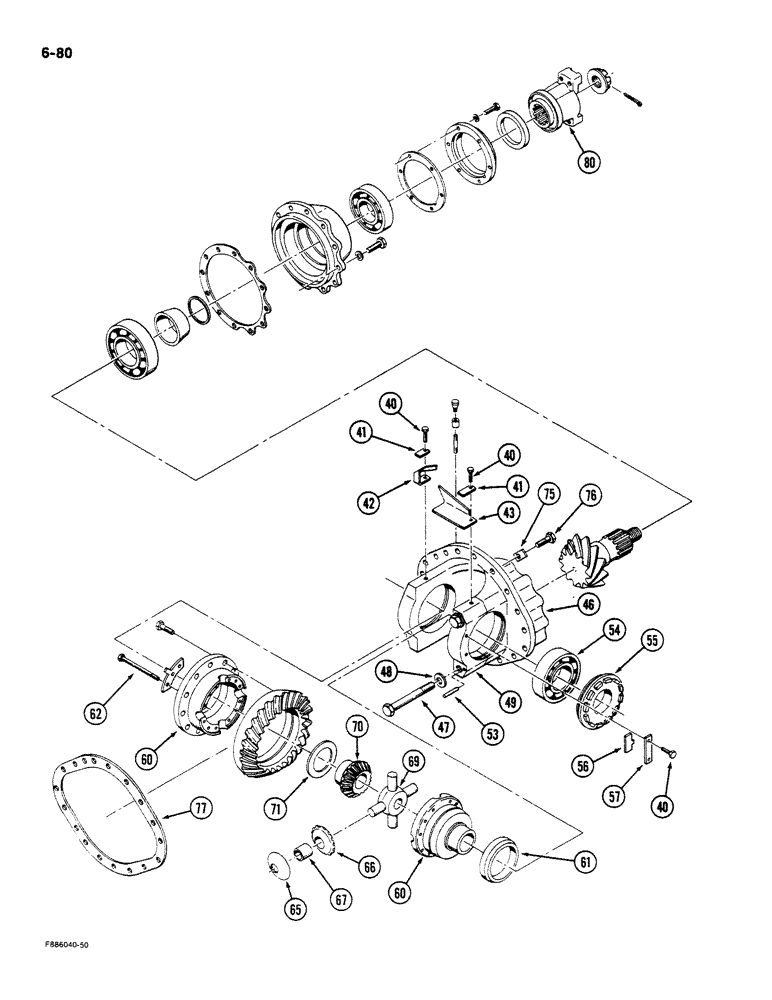 Схема запчастей Case IH STEIGER - (6-080) - AXLE ASSEMBLY, DIFFERENTIAL AND CARRIER, K598.60/70 SERIES (06) - POWER TRAIN