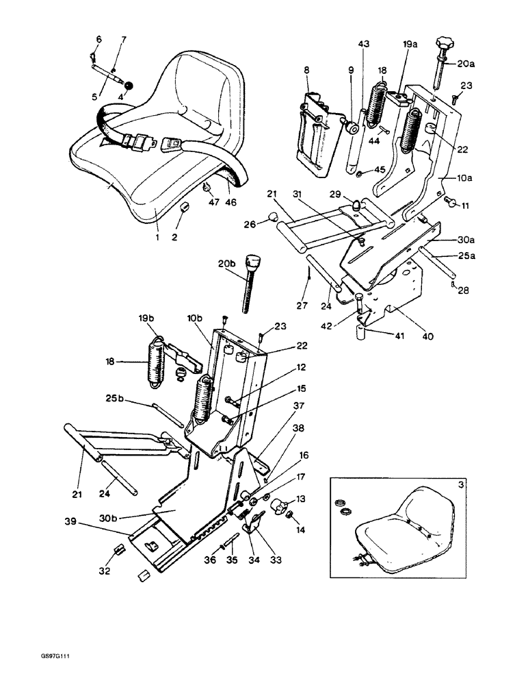 Схема запчастей Case IH 1210 - (9-086) - SUPER COMFORT SUSPENSION SEAT, 1210, 1210G, 1210 FOUR-WHEEL DRIVE, 1212 AND 1212G TRACTORS (09) - CHASSIS/ATTACHMENTS