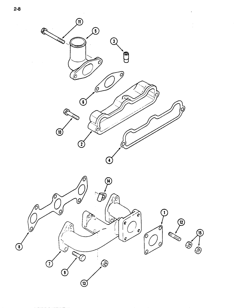 Схема запчастей Case IH 255 - (2-08) - INTAKE AND EXHAUST MANIFOLD (02) - ENGINE