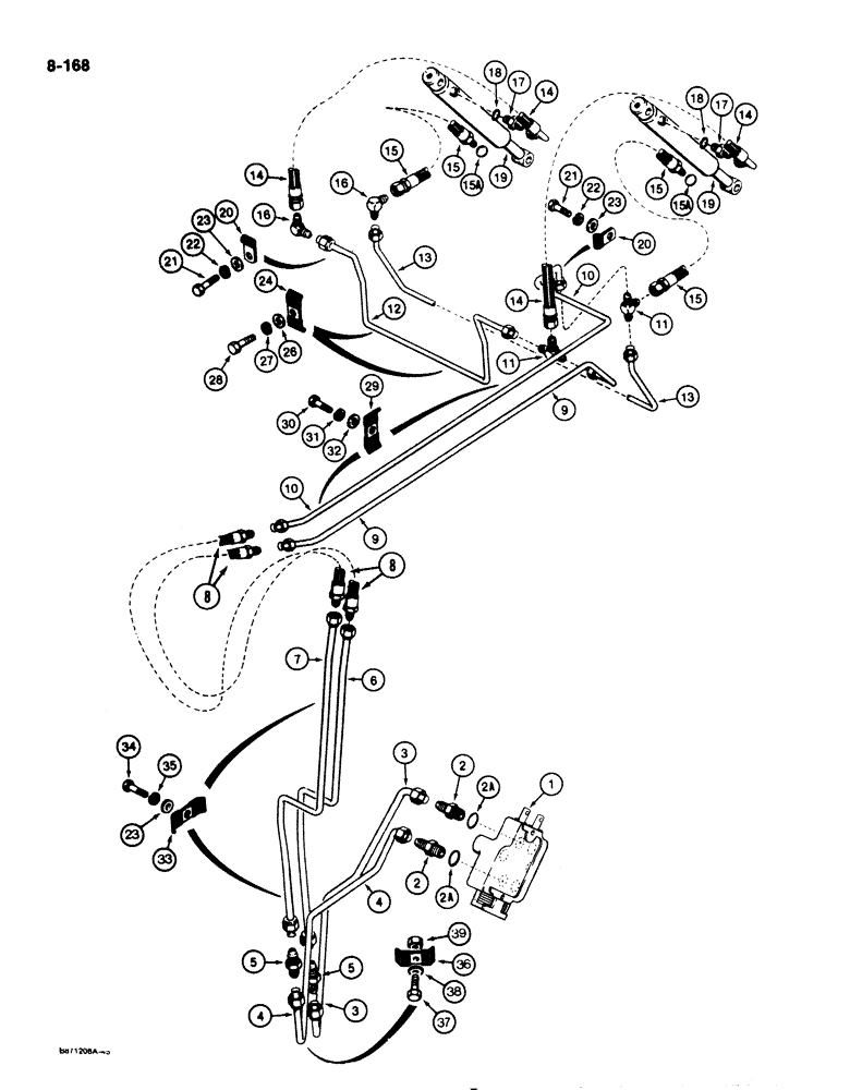 Схема запчастей Case IH 1825 - (8-168) - LOADER BUCKET TILT HYDRAULIC CIRCUIT (08) - HYDRAULICS