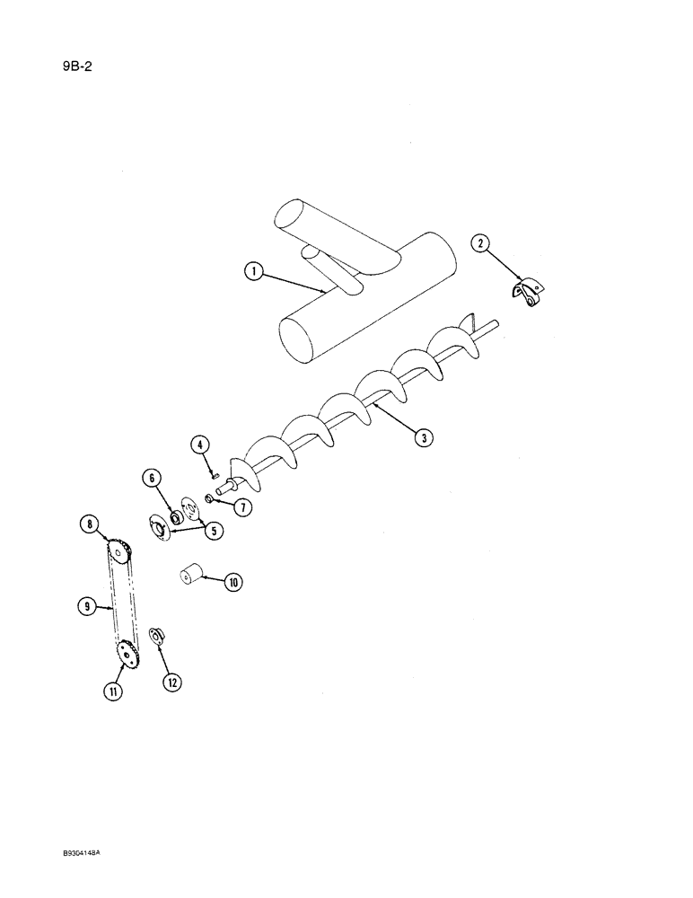 Схема запчастей Case IH 1250 - (9B-02) - MILL TO MIXER AUGER, MIXER INTAKE, 1250 MACHINES, PRIOR TO P.I.N. 7001 (09) - CHASSIS ATTACHMENTS