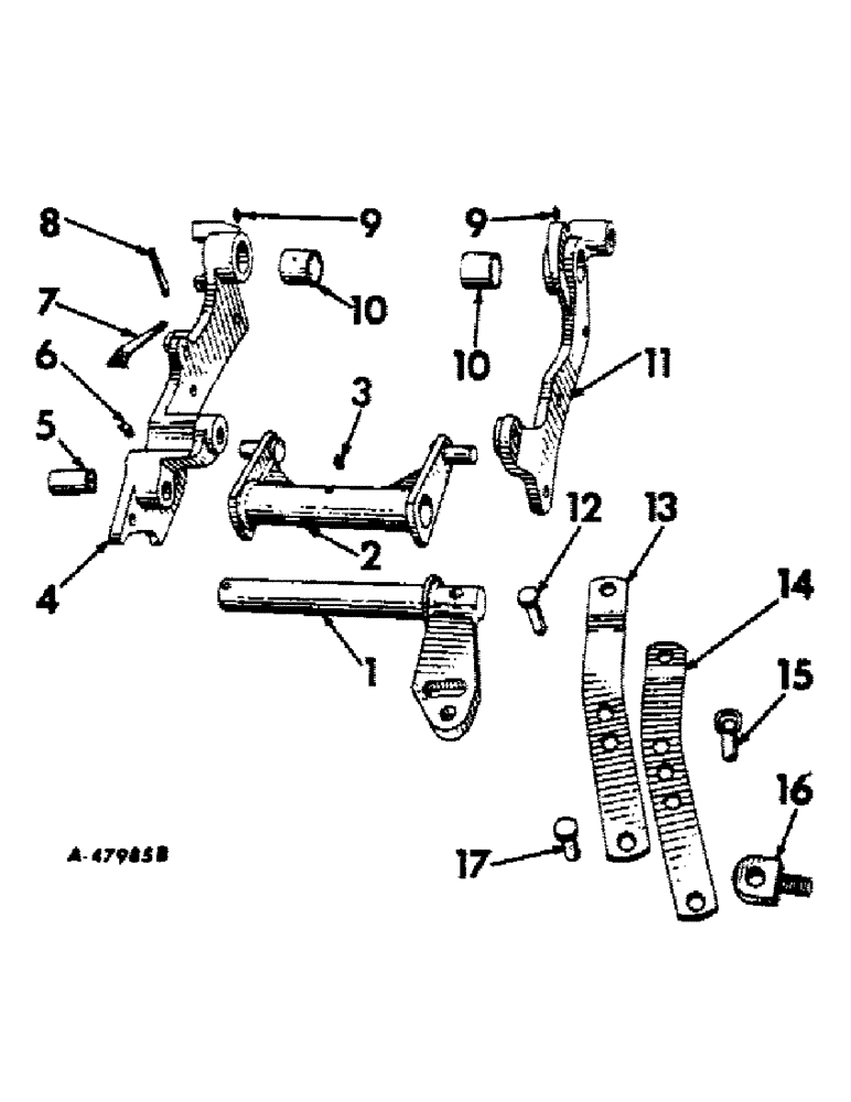 Схема запчастей Case IH 660 - (254) - DRAWBARS AND HITCHES, LATERAL LIMITER, FOR ALL FARMALL 560 SERIES EXCEPT HI-CLEAR MODELS Drawbar & Hitches