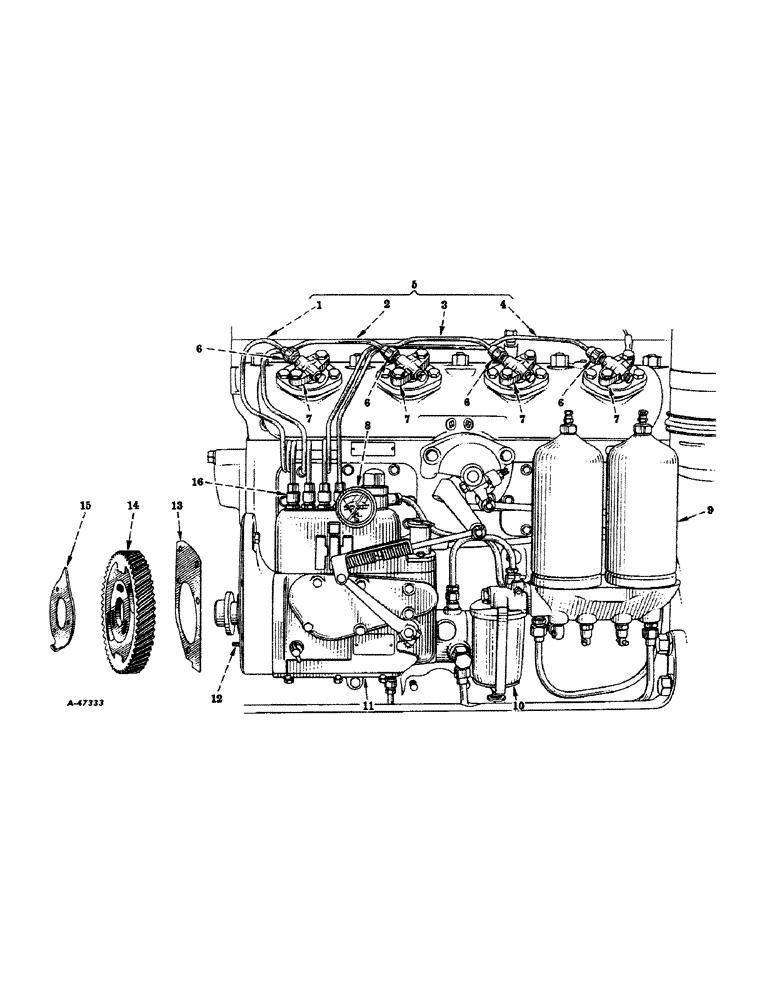 Схема запчастей Case IH 450-SERIES - (090) - DIESEL ENGINE, FUEL INJECTION PUMP CONNECTIONS & PIPES (01) - ENGINE