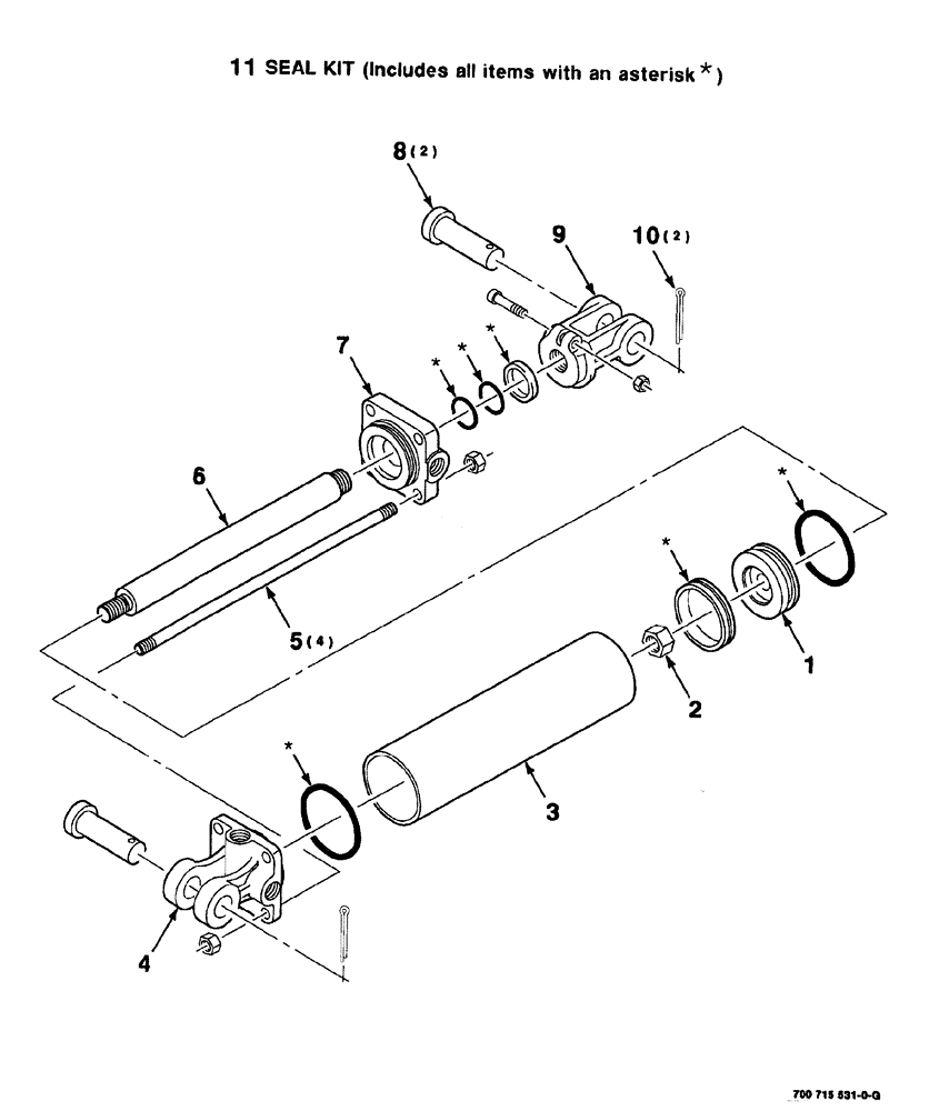 Схема запчастей Case IH 8575 - (10-028) - HYDRAULIC CYLINDER ASSEMBLY, 700715531 COMPLETE, 3-1/2 INCH BORE X 10 STROKE Accumulator