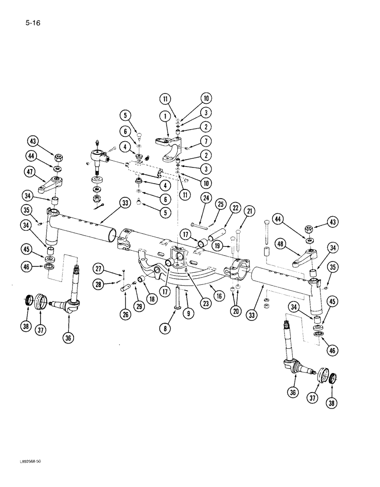 Схема запчастей Case IH 1822 - (5-16) - STEERING AXLE, 1822 COTTON PICKER (04) - STEERING