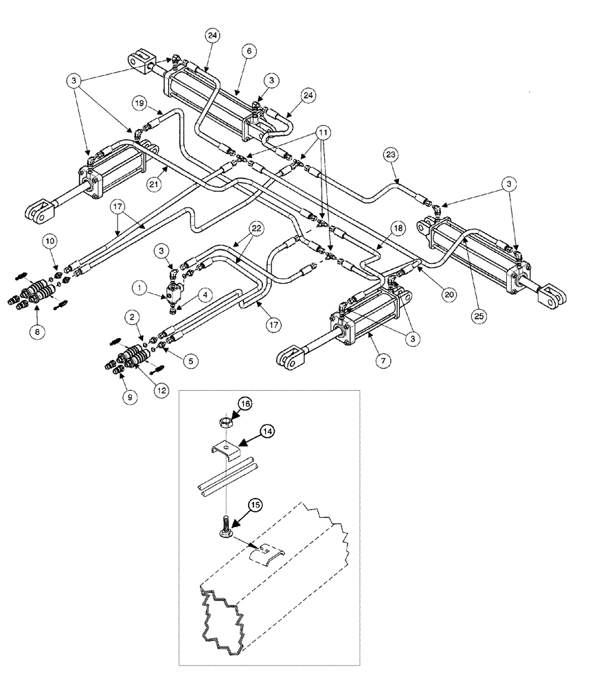 Схема запчастей Case IH 4400 - (08-02) - HYDRAULIC ASSEMBLY - WITH SINGLE POINT DEPTH CONTROL - 18 FOOT 