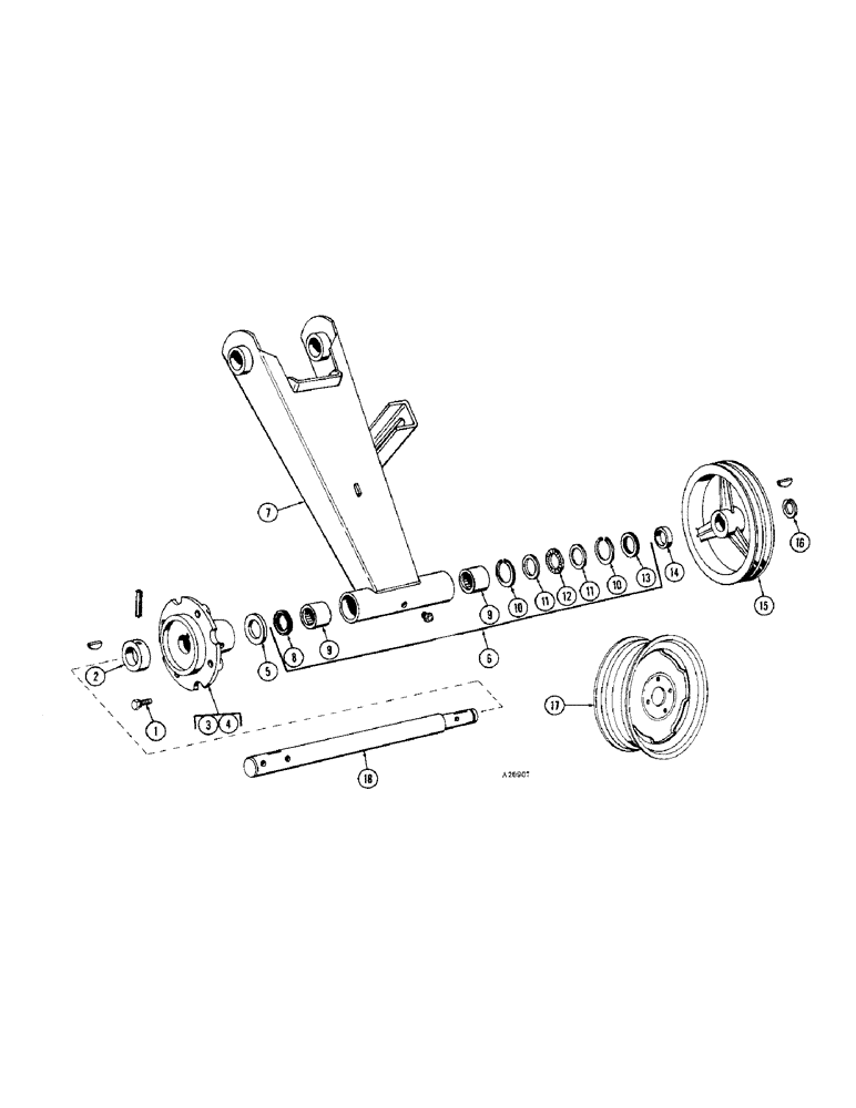 Схема запчастей Case IH 401 - (08) - WHEEL ARM & AXLE, LEFT HAND ONE WHEEL DRIVE 