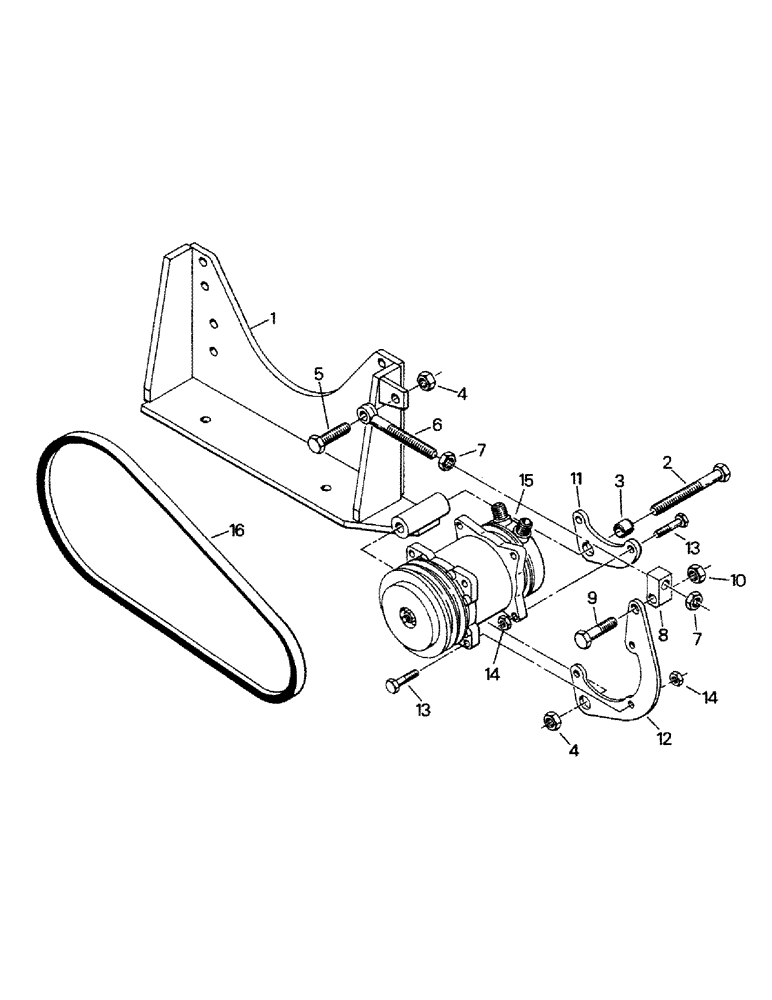 Схема запчастей Case IH CP-1325 - (03-14) - A/C COMPRESSOR AND MOUNTING, CAT 3406 ENGINE, LATER STYLE (03) - Climate Control