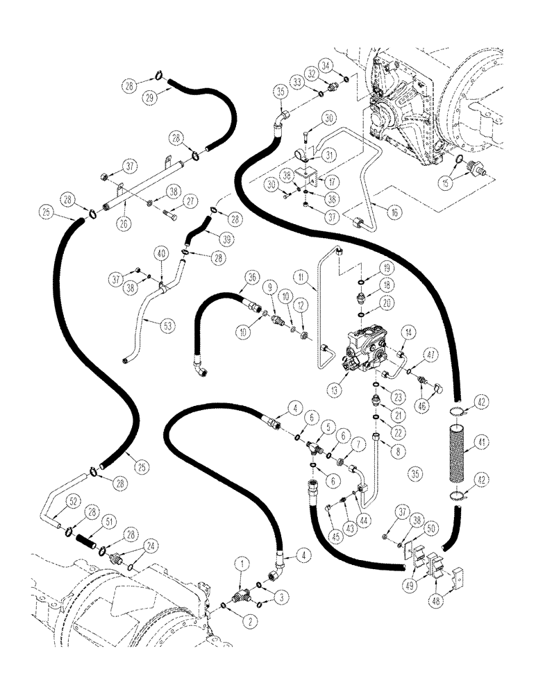 Схема запчастей Case IH STX325 - (08-13) - AXLE HYDRAULICS LUBRICATION CIRCUIT ACCUSTEER Tractor (08) - HYDRAULICS