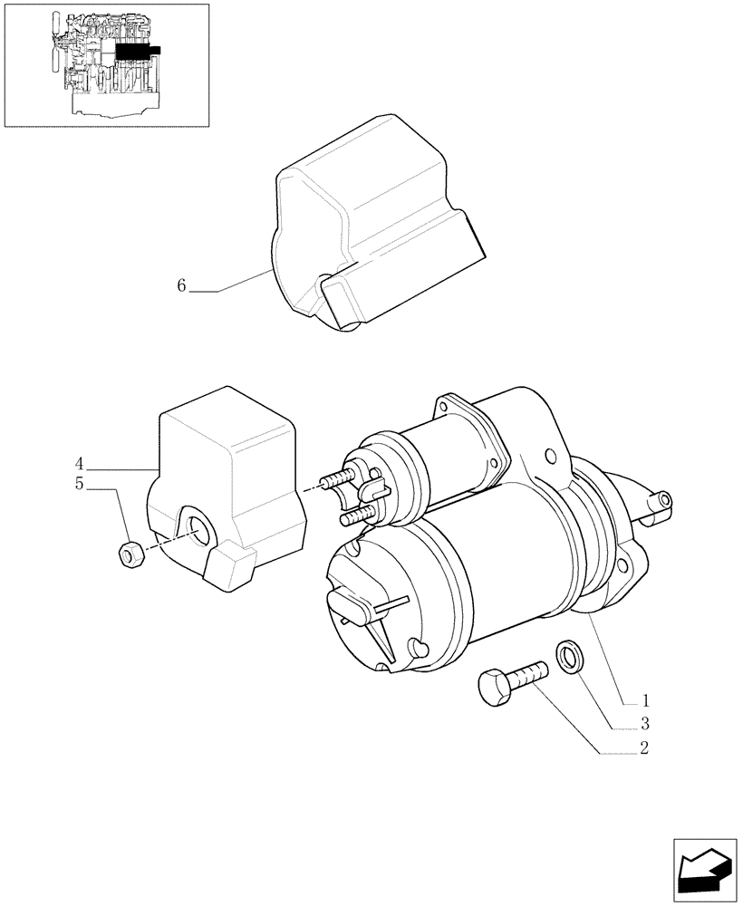 Схема запчастей Case IH JX60 - (0.36.0) - STARTER MOTOR (01) - ENGINE