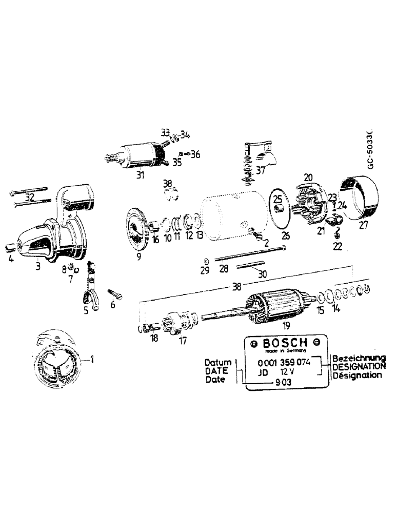 Схема запчастей Case IH D-358 - (09-41) - STARTING MOTOR 