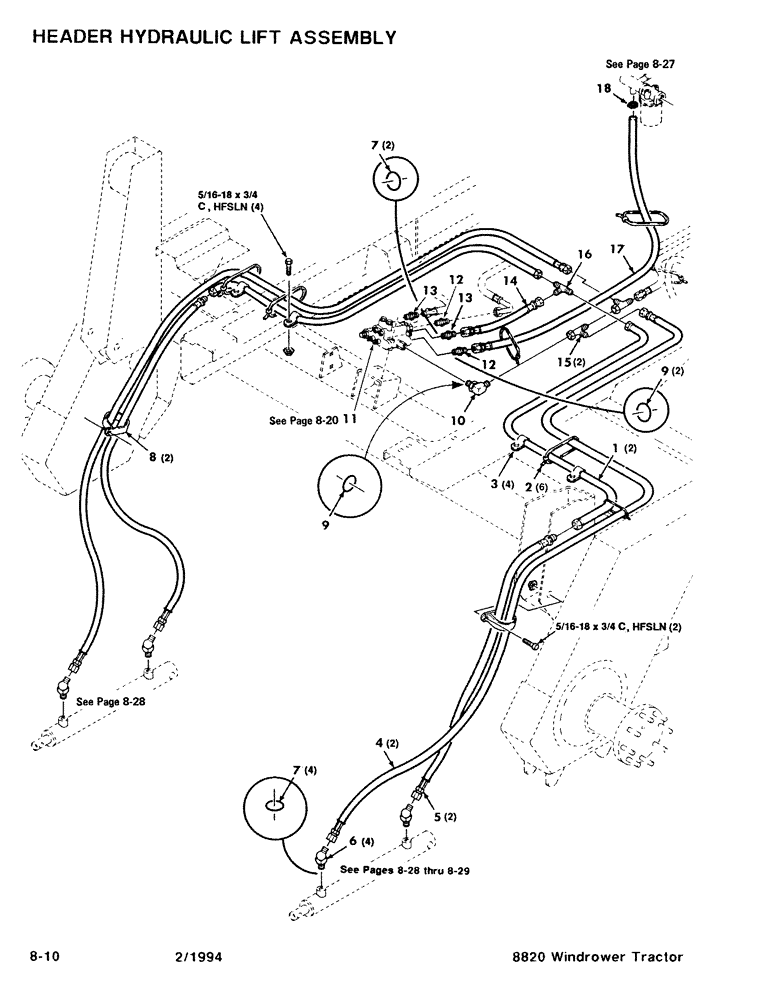 Схема запчастей Case IH 8820 - (8-10) - HEADER HYDRAULIC LIFT ASSEMBLY (08) - HYDRAULICS