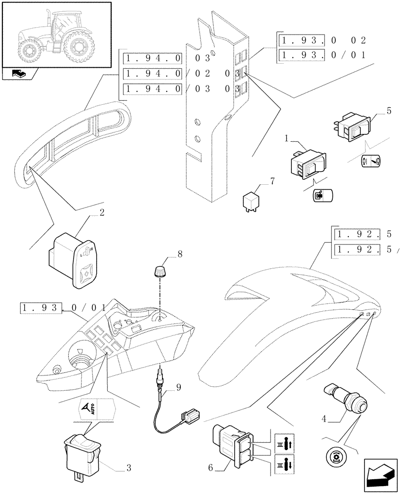 Схема запчастей Case IH PUMA 180 - (1.75.1[03]) - SWITCHES AND RELATED PARTS (06) - ELECTRICAL SYSTEMS