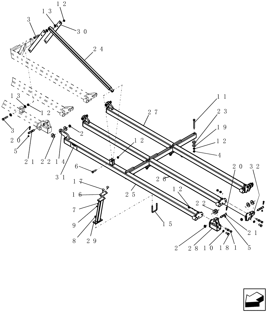 Схема запчастей Case IH 400 - (39.100.07) - 12 FIVE SECTION INNER WING (FRONT) - 51 MODEL SHOWN (39) - FRAMES AND BALLASTING