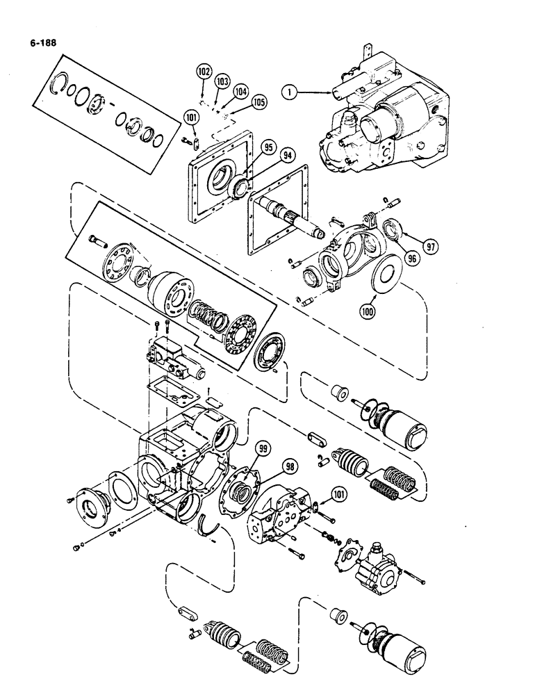 Схема запчастей Case IH 782 - (6-188) - HYDROSTATIC PUMP, MACHINES BUILT 1979 AND AFTER (03) - POWER TRAIN