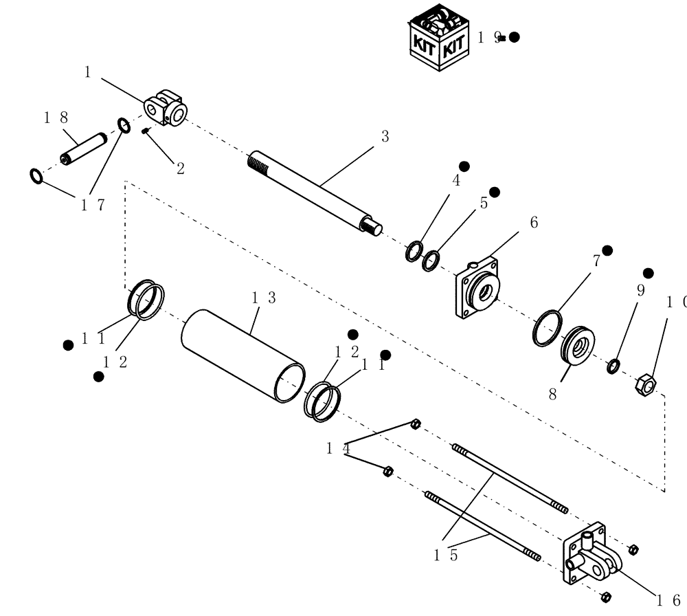 Схема запчастей Case IH 600 - (75.200.03) - ENDMARKER HYDRAULIC CYLINDER 2" X 12" - 2500 PSI (75) - SOIL PREPARATION