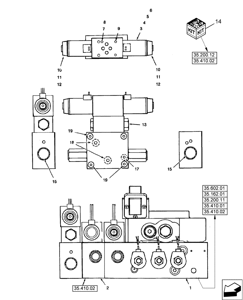 Схема запчастей Case IH 2588 - (35.410.03) - VALVE ASSY - CONTROL - HEADER LIFT WITH REEL FORE AND AFT AND FIELD TRACKER (35) - HYDRAULIC SYSTEMS