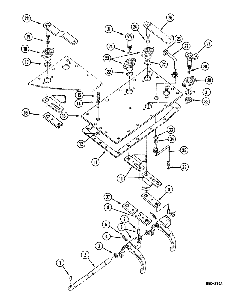 Схема запчастей Case IH 685 - (6-416) - GEAR SHIFT MECHANISM - SPEED TRANS. - (06) - POWER TRAIN