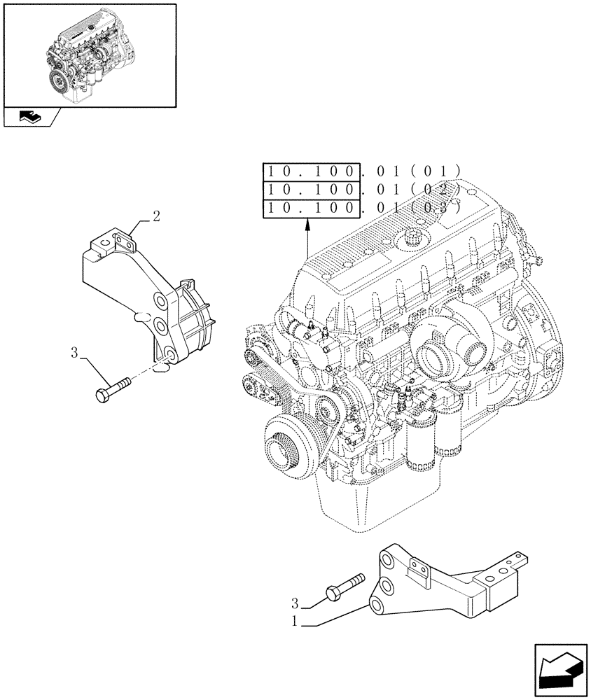 Схема запчастей Case IH 7010 - (10.012.01[03]) - ENGINE SUSPENSION - 9010 (10) - ENGINE