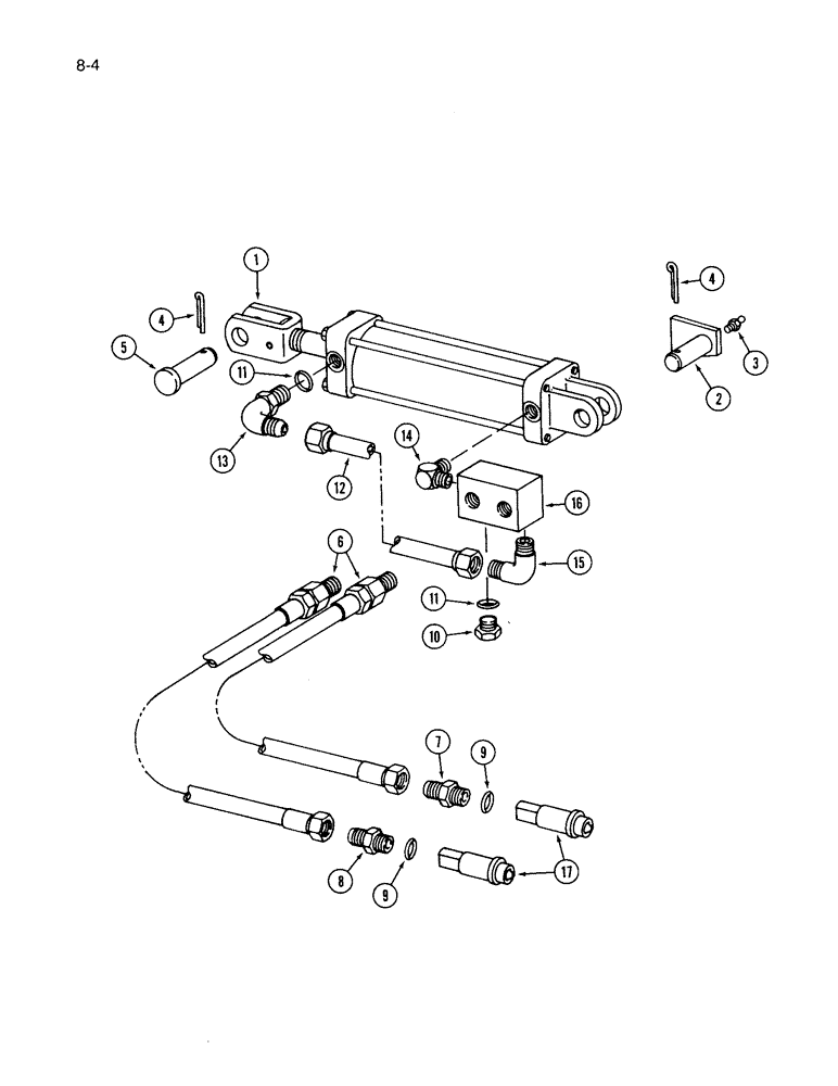 Схема запчастей Case IH 125 - (8-4) - HYDRAULIC EQUIPMENT, PLOWS WITH TIE BOLT HYDRAULIC CYLINDERS 